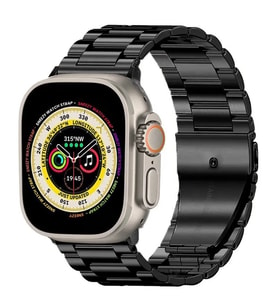 Apple Watch Ultra Seri 49mm Uyumlu Ironweft Döküm Çelik Metal Kordon (Siyah)
