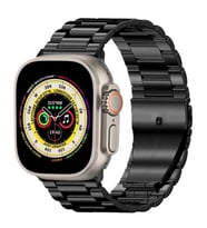 Apple Watch Ultra Seri 49mm Uyumlu Ironweft Döküm Çelik Metal Kordon (Siyah)