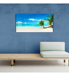 Turkuaz Deniz , Beyaz Kumlar ve Palmiyeler Kanvas Tablo 60 x 120