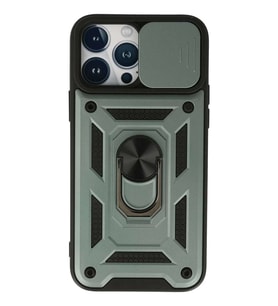 iPhone 13 Pro Max Kılıf Pars Lens Yüzüklü Silikon - Yeşil