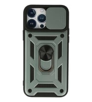 iPhone 13 Pro Max Kılıf Pars Lens Yüzüklü Silikon - Yeşil