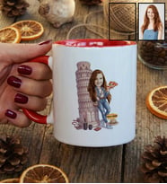 Kişiye Özel Karikatürlü Pisa Kulesi Kupa Bardak Doğum Günü Hediyesi