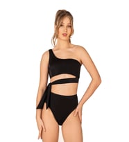 Endeep Kadın Yüksek Bel Yan Bağlama Detaylı Siyah Bikini Takımı