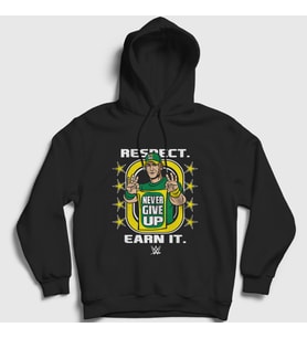 Presmono Unisex Siyah Never Give Up Güreş Wwe John Cena Kapüşonlu Sweatshirt 498638tt