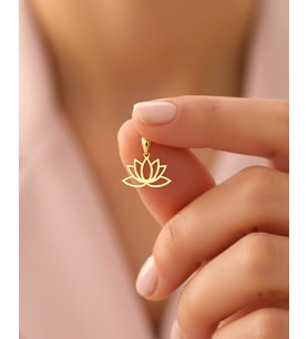 Sade Küçük Lotus Çiçeği 14 Ayar Altın Kolye Ucu
