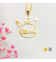 Kişiye Özel 925 Ayar Gümüş Pikachu İsim Kolye (Gold)