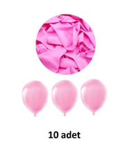 Pembe Balon 12" - 30 cm Lateks Pembe Renk Balon 10'lu Paket