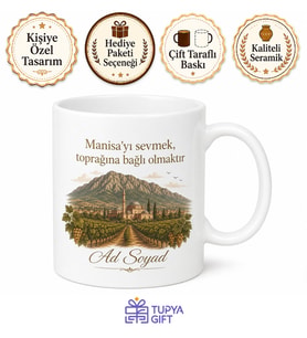 Manisa Temalı Kişiye Özel Baskılı Kupa Bardak Memleket Hediye