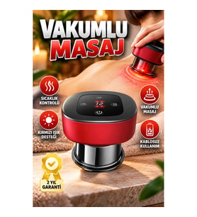 Akıllı Vakumlu Kupa Masaj Cihazı Sıcaklık Kontrollü Kırmızı Işık Destekli Kablosuz Terapi Cihazı