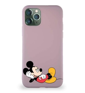 Apple iPhone 11 Pro Soft Premier Kapak Mickey Mouse-F Tasarımlı Silikon Kılıf - Pudra (Şeffaf)
