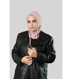 Pudra Bağcıklı Peluş Balaklava Boyunluklu Bere Jakar Düz 2327_06