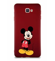 Samsung Galaxy J7 Prime 2 Soft Premier Kapak Mickey Mouse-B Tasarımlı Silikon Kılıf - Mürdüm (Şeffaf)