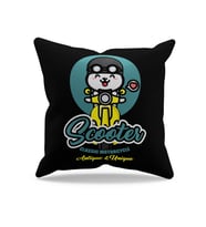 Moud's Çift Tarafı Baskılı Scooter Kedi-1 Desenli Süet Kırlent Kılıfı - PL799