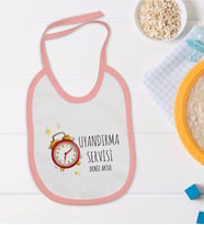 BK Kids Kişiye Özel Pembe Bebek Mama Önlüğü - Model 84