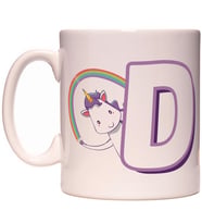 D Harfi Unicorn Boynuzlu At Tasarım Renkli Harfli Kupa Bardak