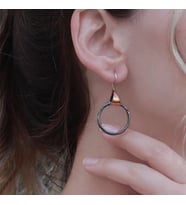 Çember El işi Otantik Rose Gold Kaplama Gümüş Küpe