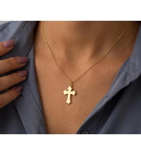 Kişiye Özel Şık Haç Model Kolye 925K Gümüş (Gold)