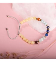 Kalsit-Bordo Granat Lal-Lapis Lazuli-Akuamarin Doğal Taş Bileklik