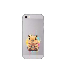 Iphone 5 ile Uyumlu Splash Kapibara Tasarımlı Şeffaf Silikon Kılıf