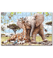 Cakapuzzle Zurafa Fil Karga Puzzle Yapboz MDF (Ahşap) (120 Parça)