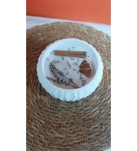 Aromaterapy Portakal ve Lavanta Mum Kasesi (Doğal Beyaz)