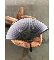 Bambu İpek Şık Japon Yelpaze - Siyah Antrasit Çiçekli