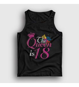 Presmono Unisex Siyah 18 Yaş Doğum Günü Hediye Birthday Queen Atlet 531140tt