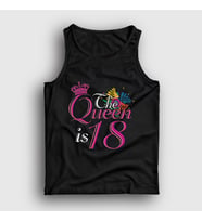 Presmono Unisex Siyah 18 Yaş Doğum Günü Hediye Birthday Queen Atlet 531140tt