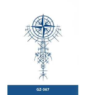 GZ-367 ORTA BOY YARI KALICI PUSULA ŞEMATİK DESEN DÖVME