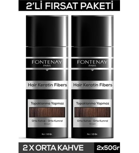 Fontenay Saç Dolgunlaştırıcı Keratin Fibers Orta Kahve Topik Saç Tozu 50gr X2
