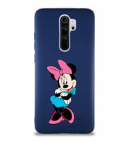 Xiaomi Redmi Note 8 Pro Soft Premier Kapak Minnie Mouse-D Tasarımlı Silikon Kılıf - Lacivert (Şeffaf)