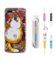 Oppo A5S A15 A16 A54 A55 A73 A74 Kılıf Kablo Koruma Spiral Silikon Tombul Kedi 1739