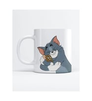 Tom ve Jerry tasarım porselen kupa bardak (Beyaz)