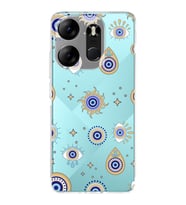 PrintiFy Tecno Spark Go 2023 ile Uyumlu Nazar Boncuğu 5  Kamera Korumalı Şeffaf Silikon Kılıf