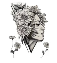 Caş Dekorasyon Kadın Ve Çiçek Figürlü Geçici Dövme Tattoo