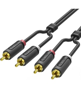 Bilgisayar Televizyon ve Ses Sistemleri İçin 2'li RCA Jack Girişi ve Çıkışı 1.8Metre Aux Ses Kablosu (Siyah)