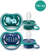 Avent Ultra Air Emzik, 18 Ay+, Erkek Bebekler için, 2'li Paket, Ortodontik Silikon, Geniş Hava Delikli, Mikrodalga Sterilize Edilebilir, BPA İçermez, SCF349/18