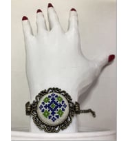 Kanaviçe İşleme Bileklik (Mavi-Yeşil)