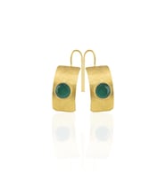 Kadir Jewellery 22 Ayar Altın Kaplama Kadın Minimal Küpe -El İşçiliği Ve Hipoalerjenik Küpe (K.Yeşil)