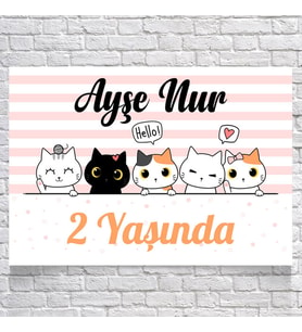 Kedi Teamlı Doğum Günü Afişi 35X50 cm