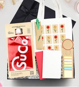 Suco & Çanta & Geri Dönüşüm Postit Kitap Ayracı & Tükenmez Kalem & 2'li Dikişli Mini Not Defteri Hediye Seti