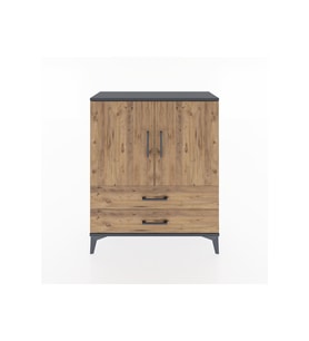 Arges Şifonyer 2 Raflı 2 Çekmeceli 2 Kapaklı 88x30x106 Antrasit-Çam