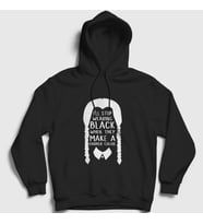 Presmono Unisex Beyaz Darker Wednesday Addams Family Addams Ailesi Kapüşonlu Sweatshirt 365270tt (Siyah)
