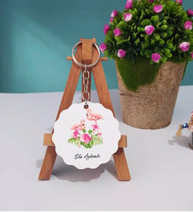 Flamingo Tasarımlı Kişiye Özel Flamingo Ahşap Anahtarlık