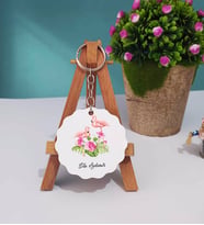 Flamingo Tasarımlı Kişiye Özel Flamingo Ahşap Anahtarlık