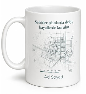 Şehir Plancısına Özel Harita ve Ölçek Tasarımlı Kupa Bardak Hediye