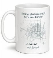 Şehir Plancısına Özel Harita ve Ölçek Tasarımlı Kupa Bardak Hediye