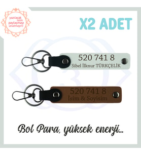 Açık Kahve-Beyaz, Kişiselleştirilebilir Bolluk Getiren 520 741 8 Sayı Manevi Dengeci 2'li Anahtarlık (Çok Renkli)