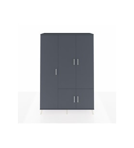Hyperion Dolap 7 Raflı 5 Kapaklı Tek Askılı 132x44x195 Antrasit-Antrasit/Çam