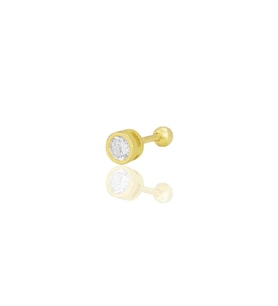 Gümüş altın yaldızlı zirkon tek taş Tragus helix Piercing küpe SGTL12421GOLD